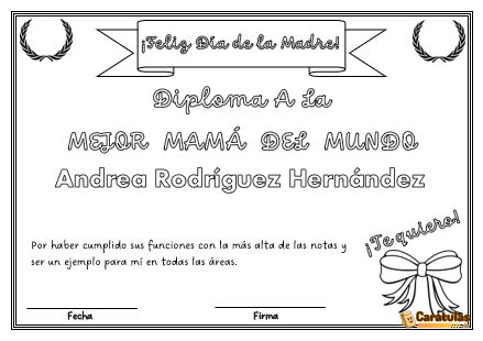 Diploma para mamá en Word Editable Día de la Madre 20 Diploma para mamá en Word Editable Día de la Madre